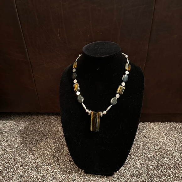 Hand Crafted Jewelry - Hand Crafted “One of a Kind” Multi Tiger Eye & Sterling Silver Necklace